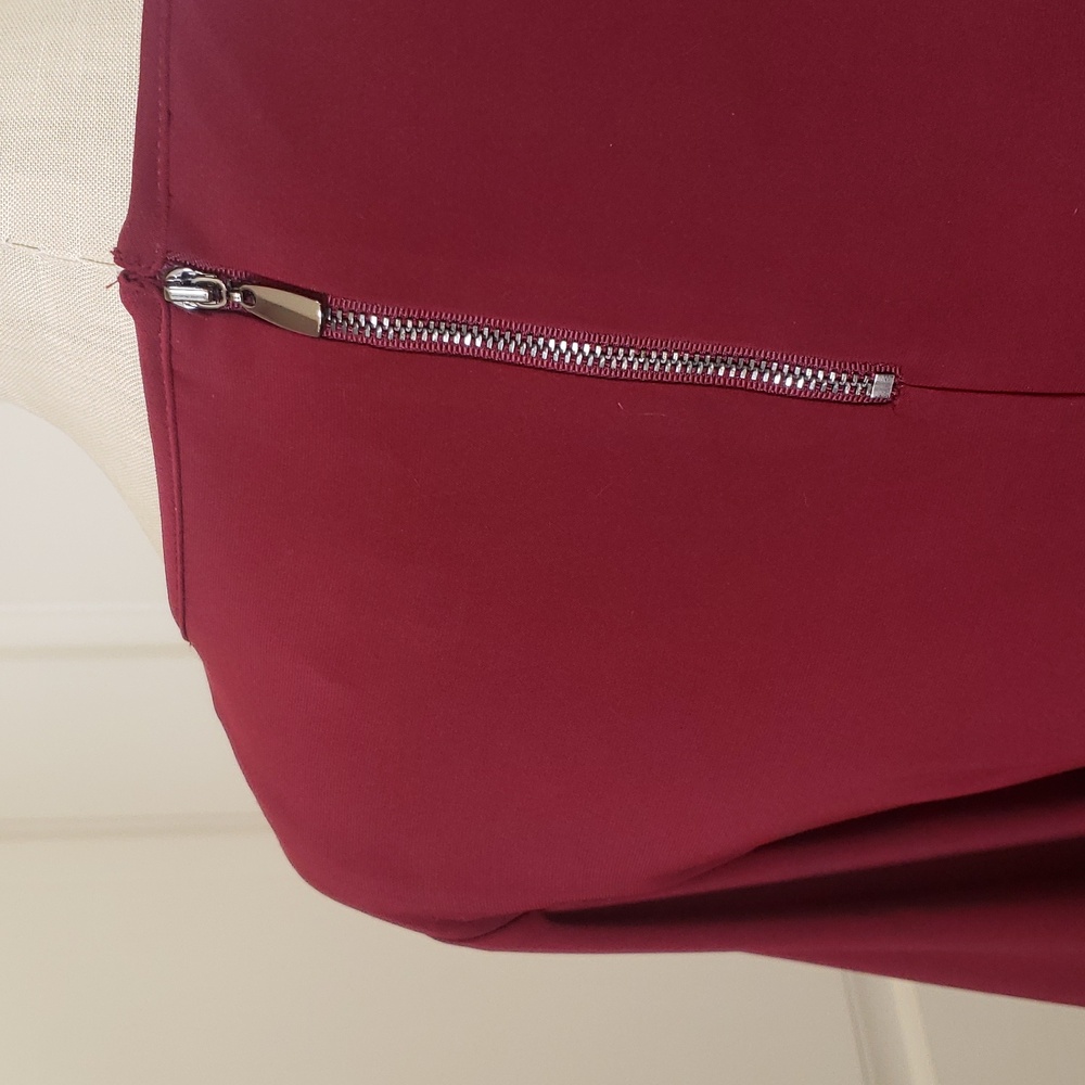 LAUNDRY BY SHELLI SEGAL Burgundy Bell Sleeve Shift Dress Cabincore XSP - Picture 8 of 12